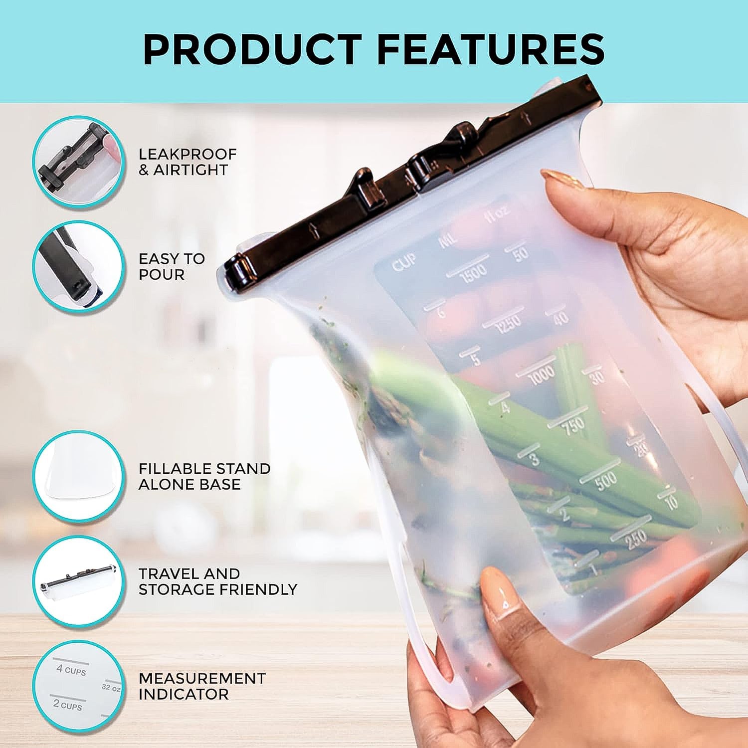 Reusable Silicone Food Storage Bag – Leakproof, Flat Bottom, Freezer & Microwave Safe, BPA-Free Snack & Sandwich Bag (1 Pc) Reusable Silicone Food Storage Bag – Leakproof, Flat Bottom, Freezer & Microwave Safe, BPA-Free Snack & Sandwich Bag (1 Pc)